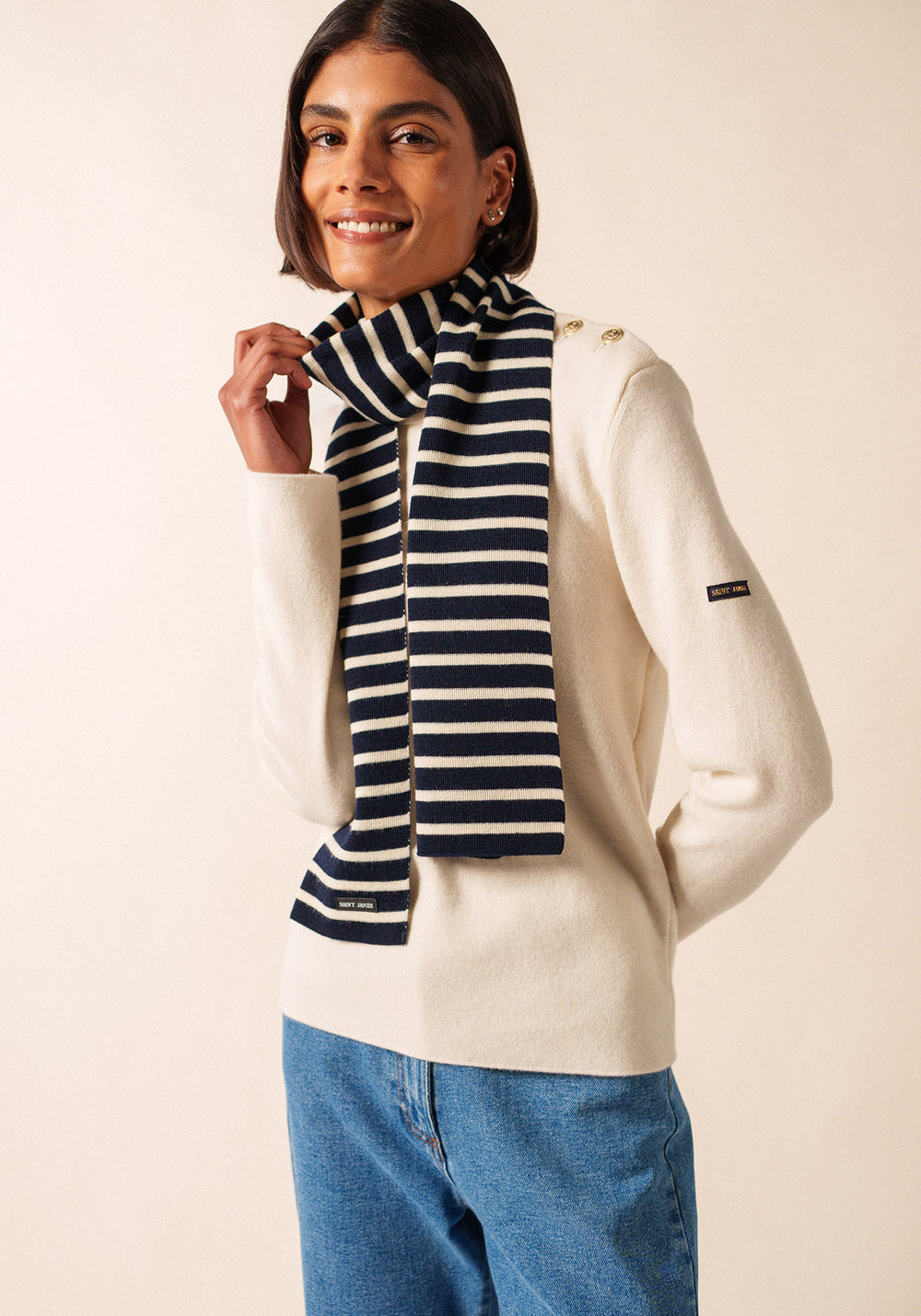 Echarpe rayée Scarf - en laine (MARINE/ECRU)