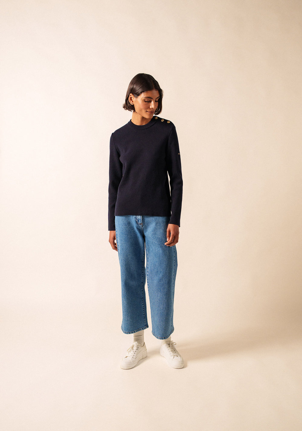 Pull marin uni Brégançon - en cachemire (NAVY)