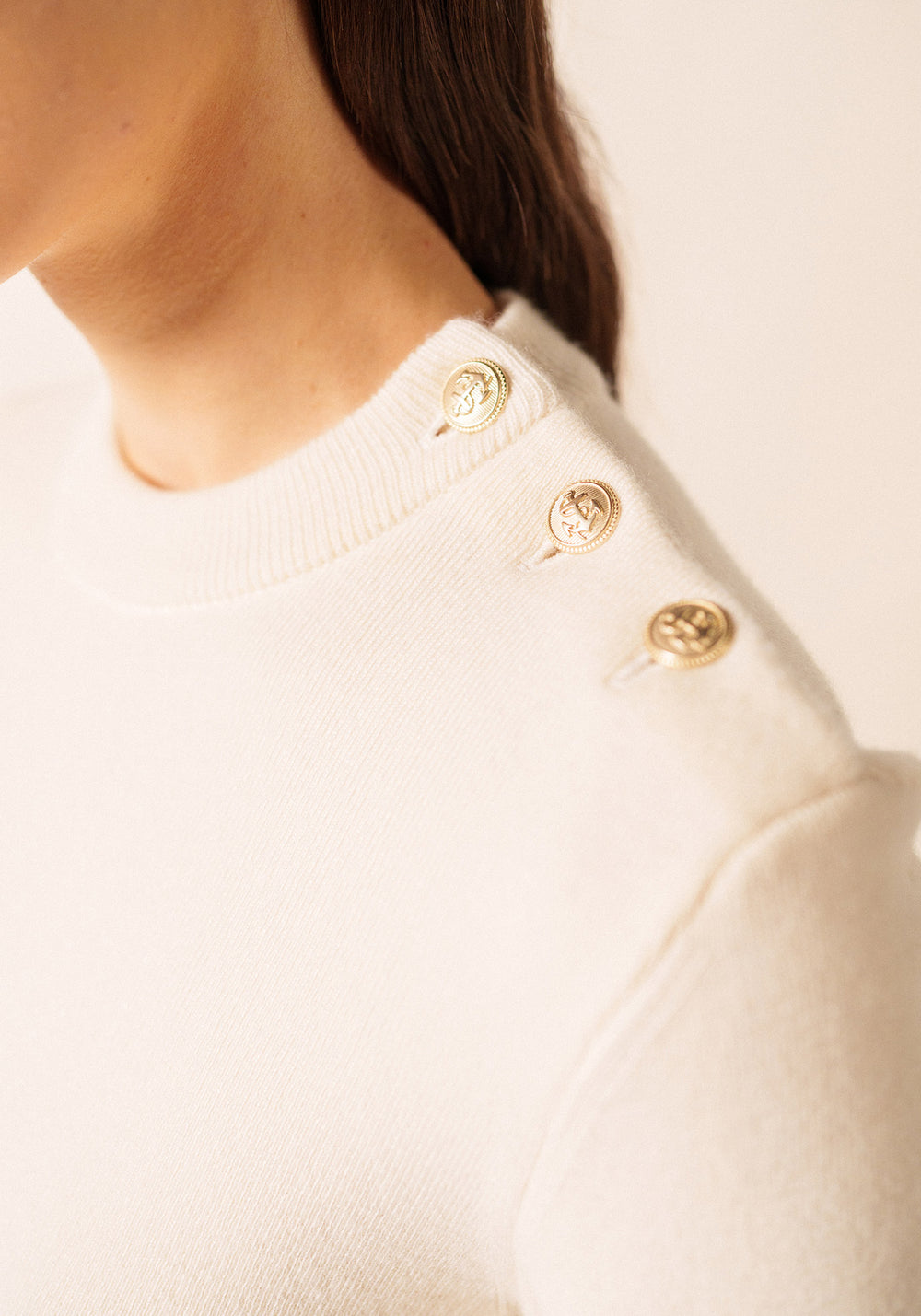 Pull marin uni Brégançon - en cachemire (ECUME)