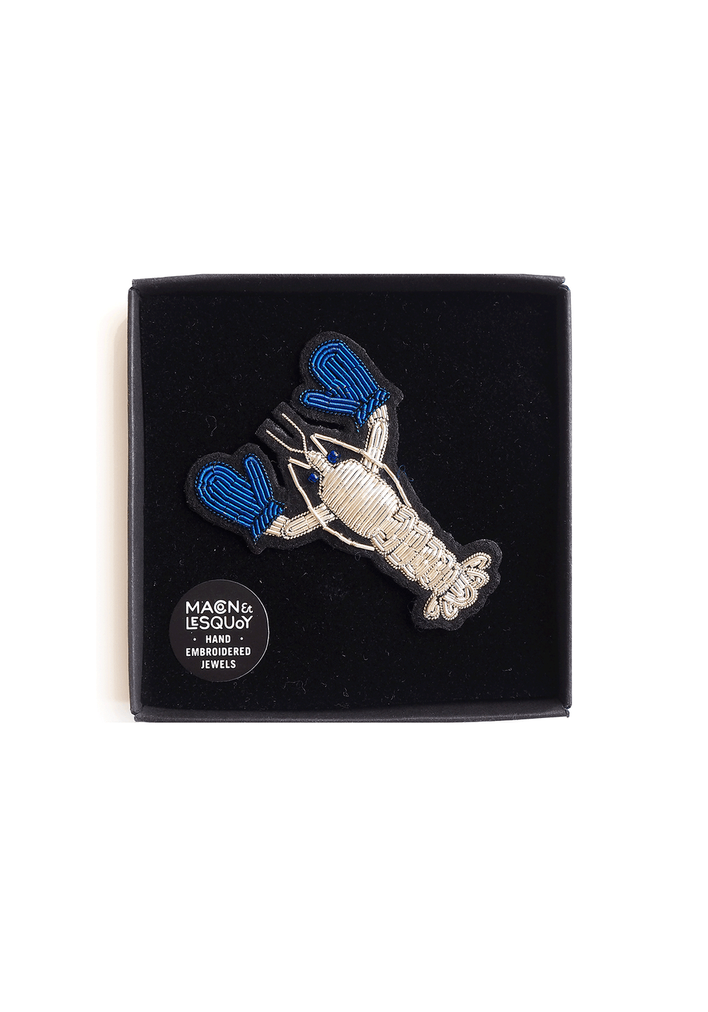 Broche brodée Homard avec gants - SAINT JAMES x Macon & Lesquoy (BLANC/BLEU)