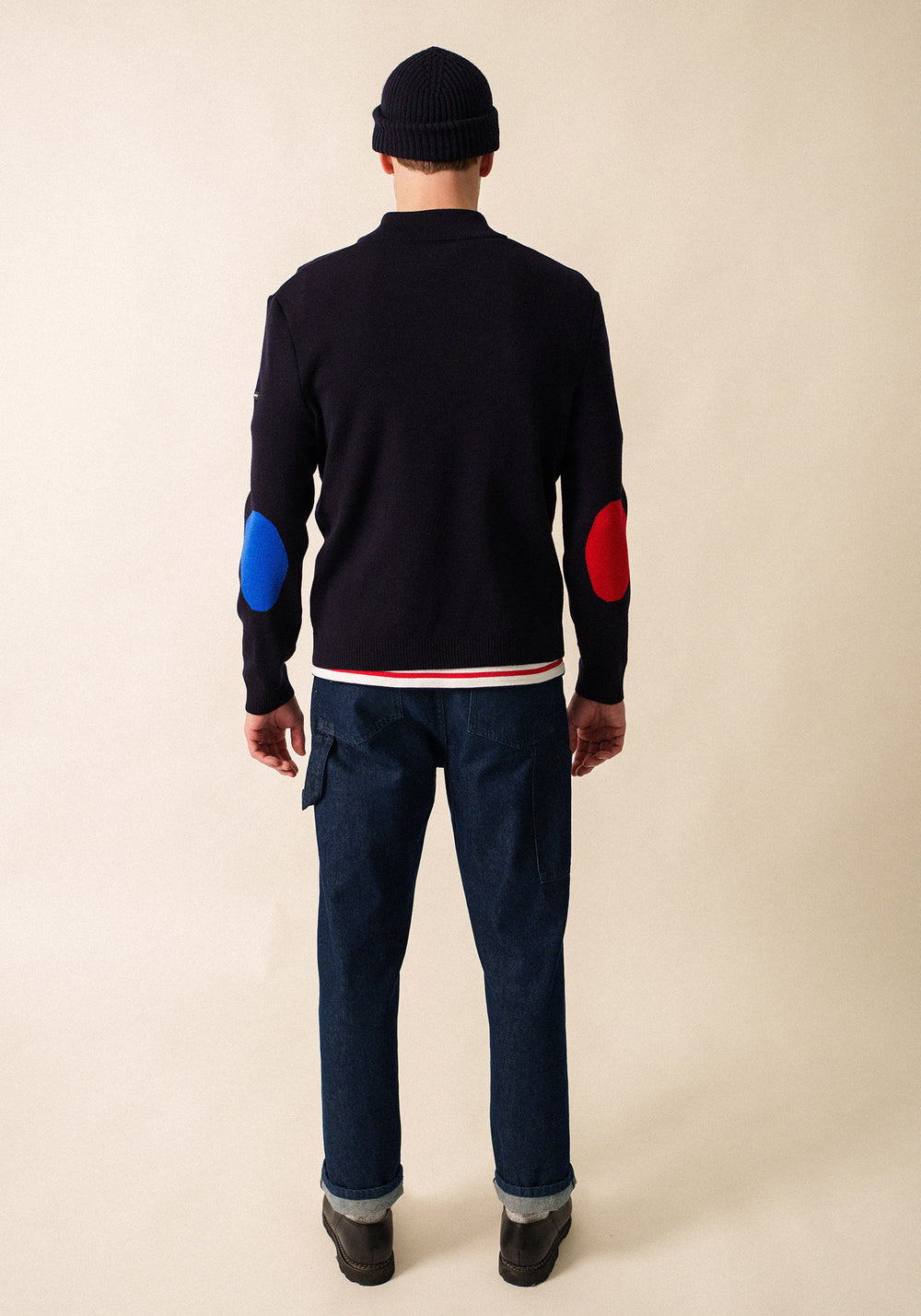 Pull à coudières x l'Elysée (NAVY/MULTICO)