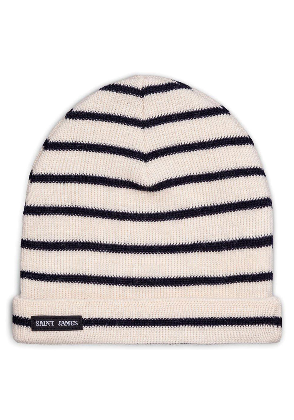 Bonnet de quart rayé enfant - en pure laine vierge (ECRU/MARINE)