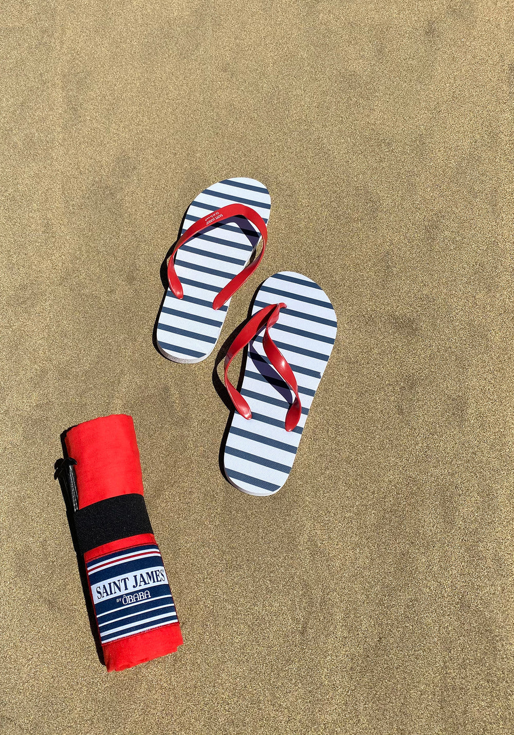 Drap de plage XXL en voile de coton léger - SAINT JAMES x ÔBABA (Rouge)