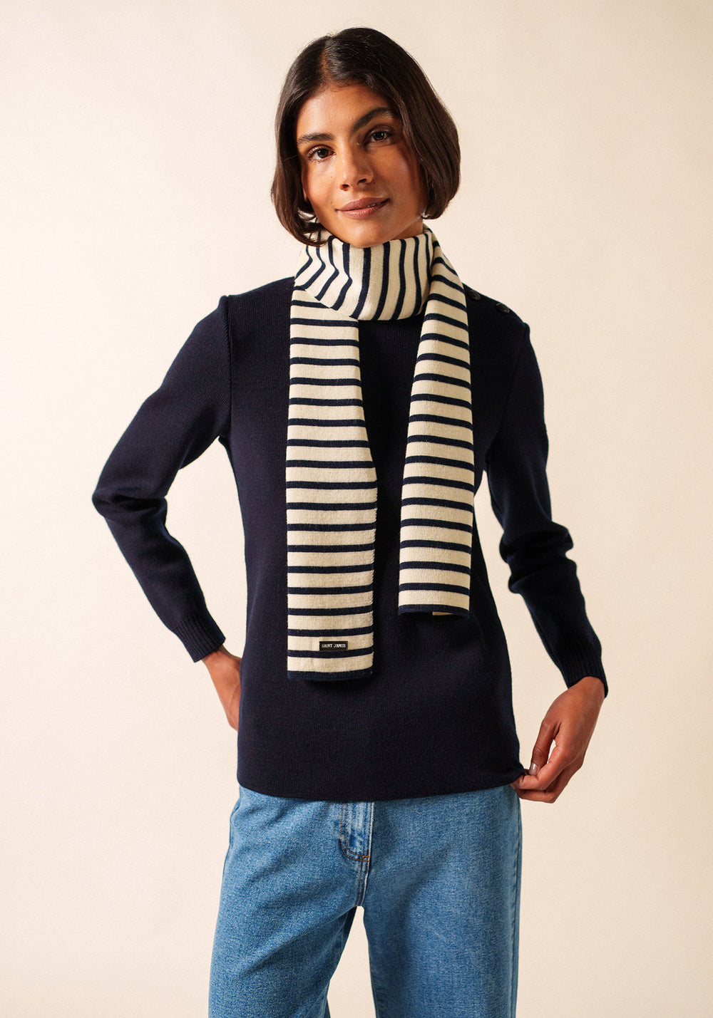 Echarpe rayée Scarf (ECRU/MARINE)