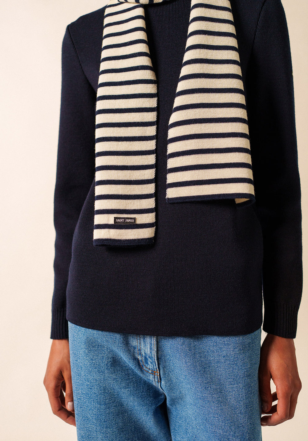 Echarpe rayée Scarf - en laine (ECRU/MARINE)