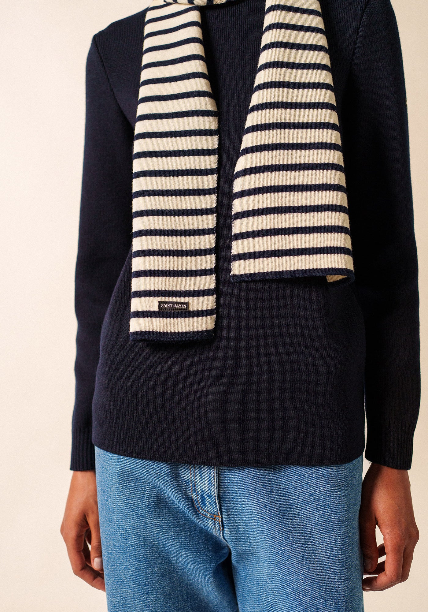 Echarpe rayée Scarf - en laine (ECRU/MARINE)