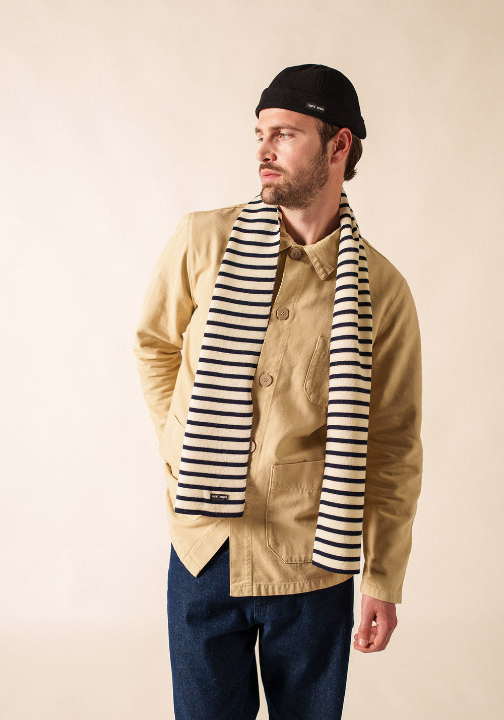 Echarpe rayée Scarf - en laine (ECRU/MARINE)