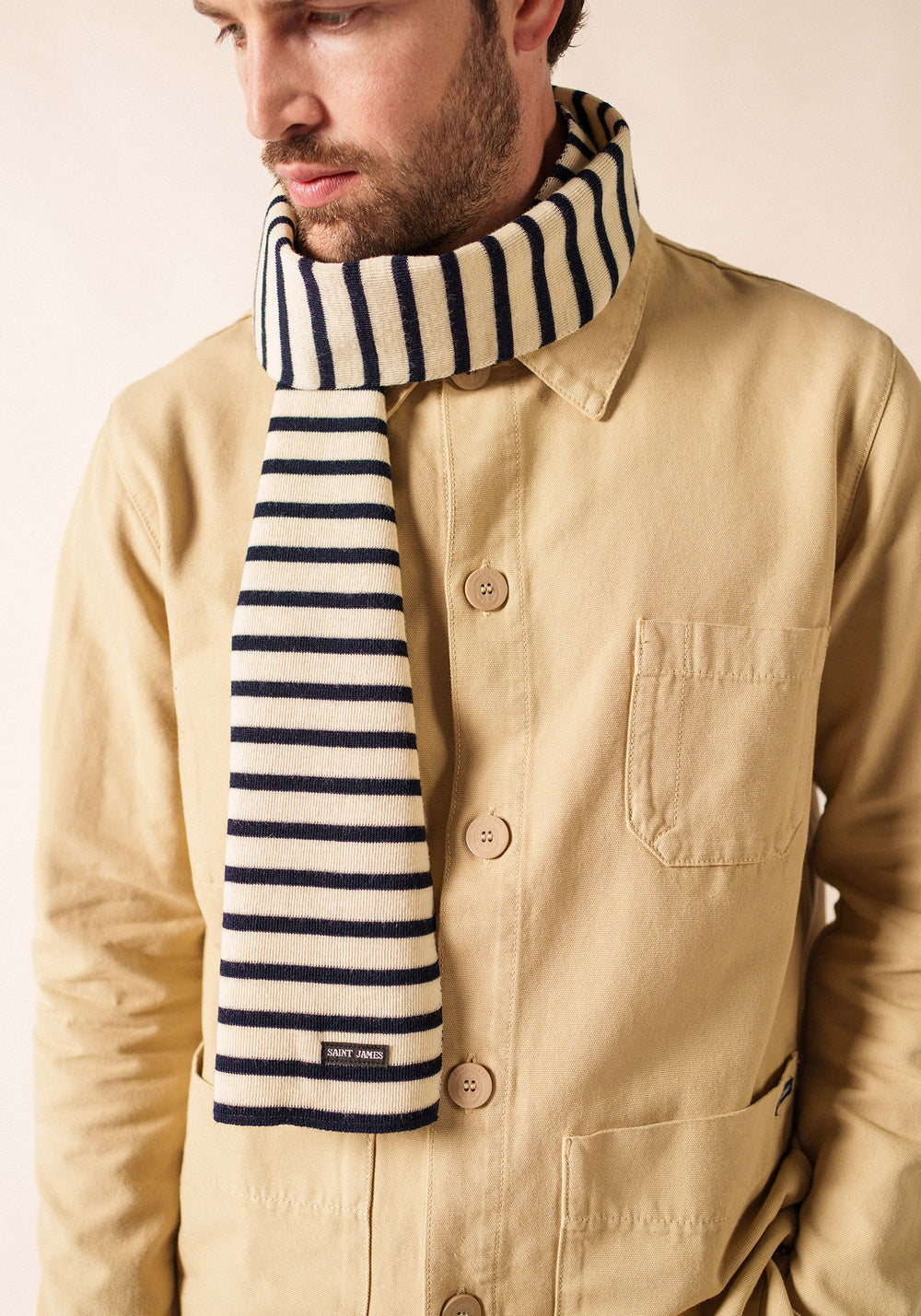 Echarpe rayée Scarf - en laine (ECRU/MARINE)