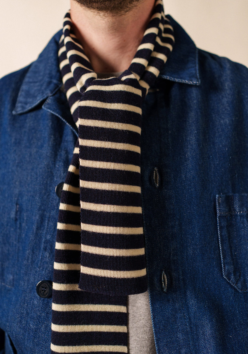 Echarpe rayée Scarf - en laine (MARINE/ECRU)