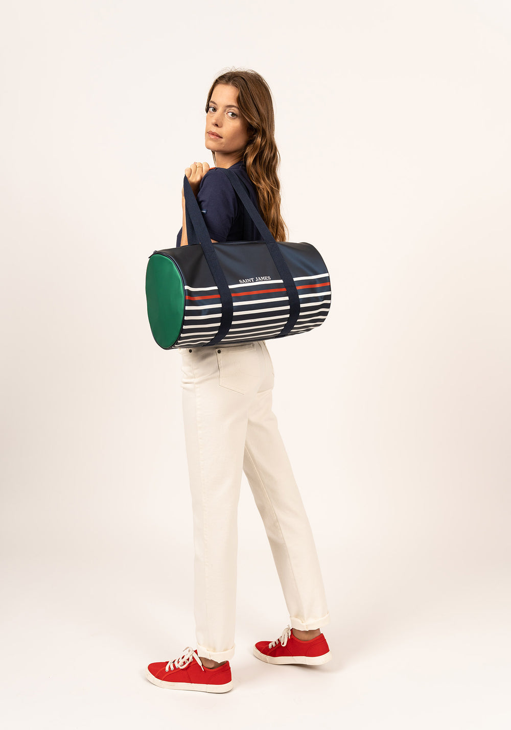 Sac bowling rayé (MARINE/CIRE)