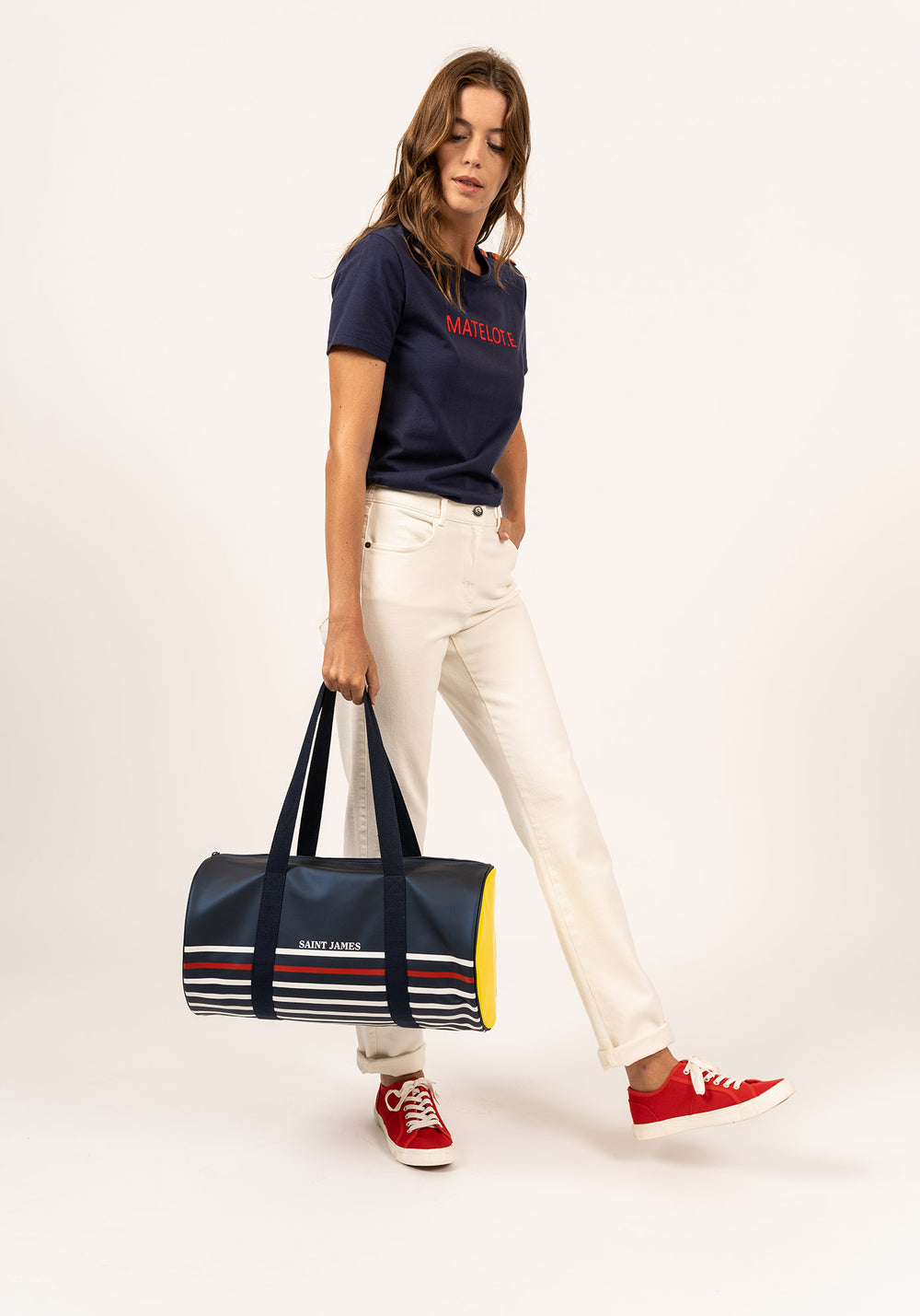 Sac bowling rayé (MARINE/CIRE)