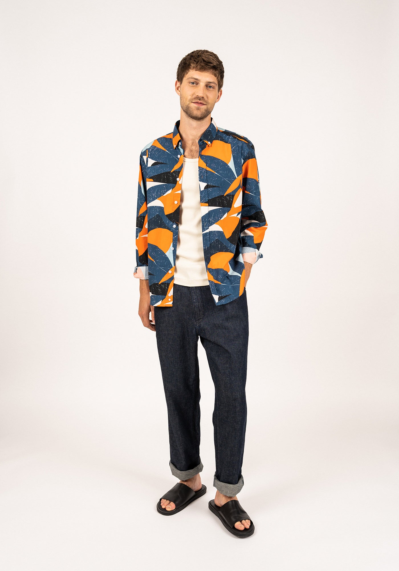 Chemise Clint (INDIGO/ORANGE FLUO)