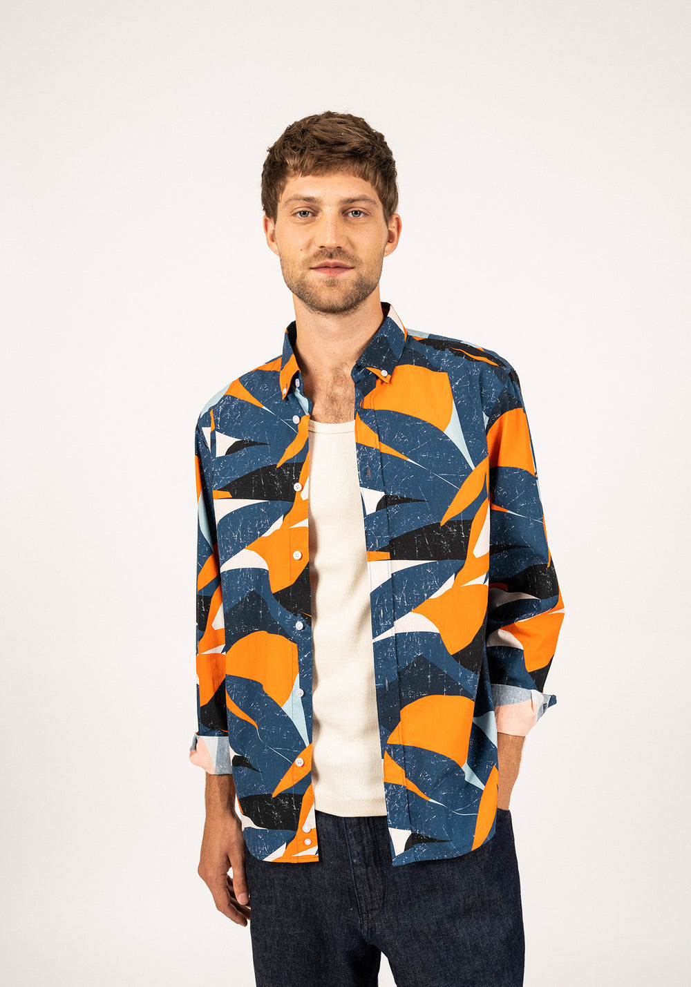 Chemise Clint (INDIGO/ORANGE FLUO)