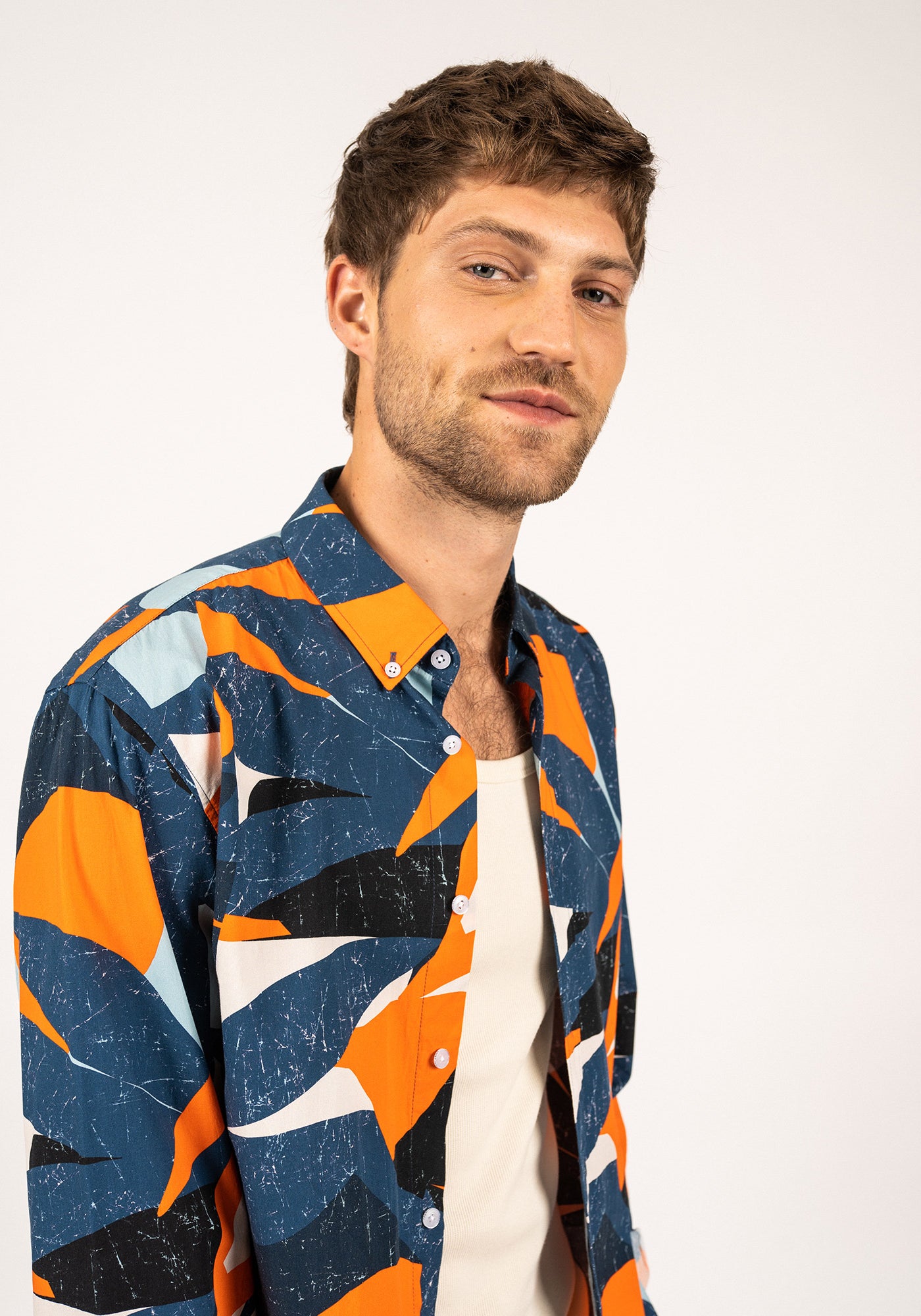 Chemise Clint (INDIGO/ORANGE FLUO)