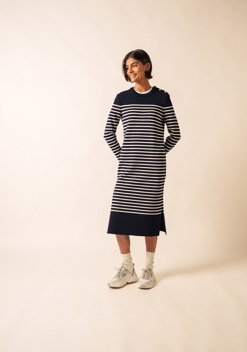 Robe longue Marée (NAVY/ECUME)