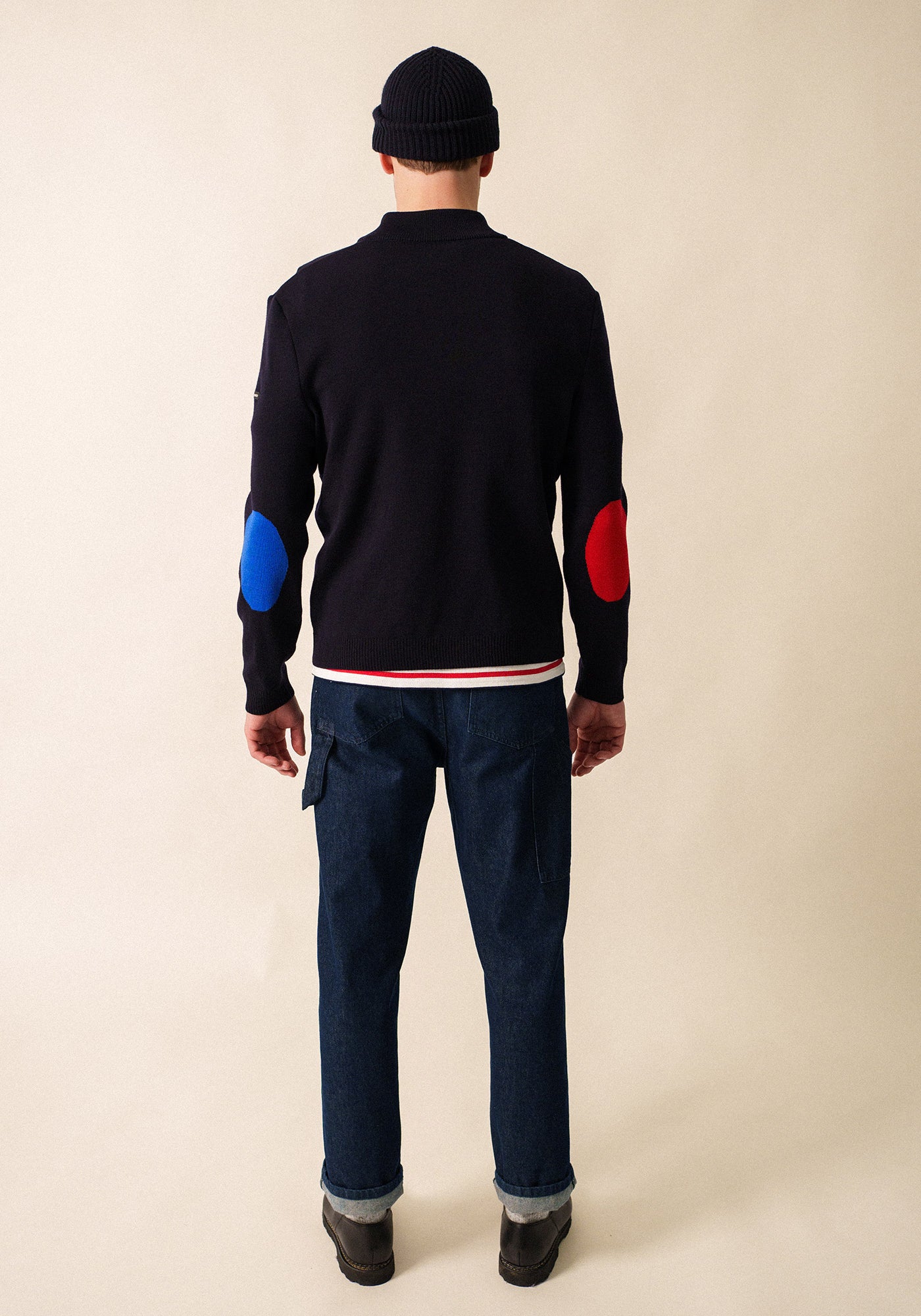 Pull à coudières x l'Elysée (NAVY/MULTICO)