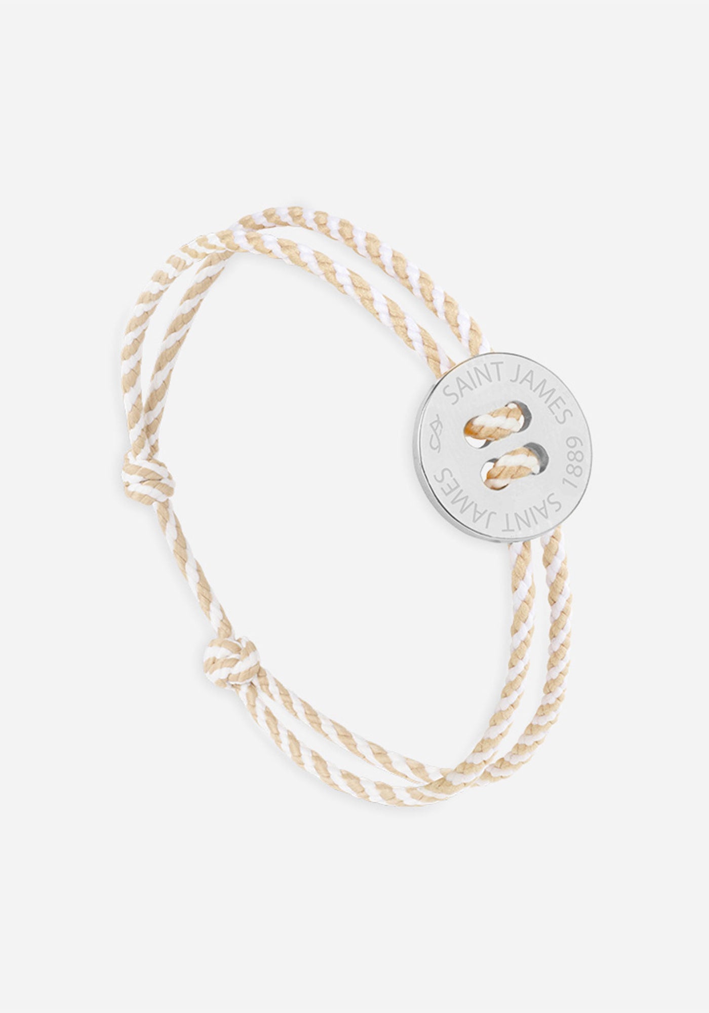 Bracelet Bouton x Le Vent à la Française (ARGENT/RAYE BLANC/BEIGE)
