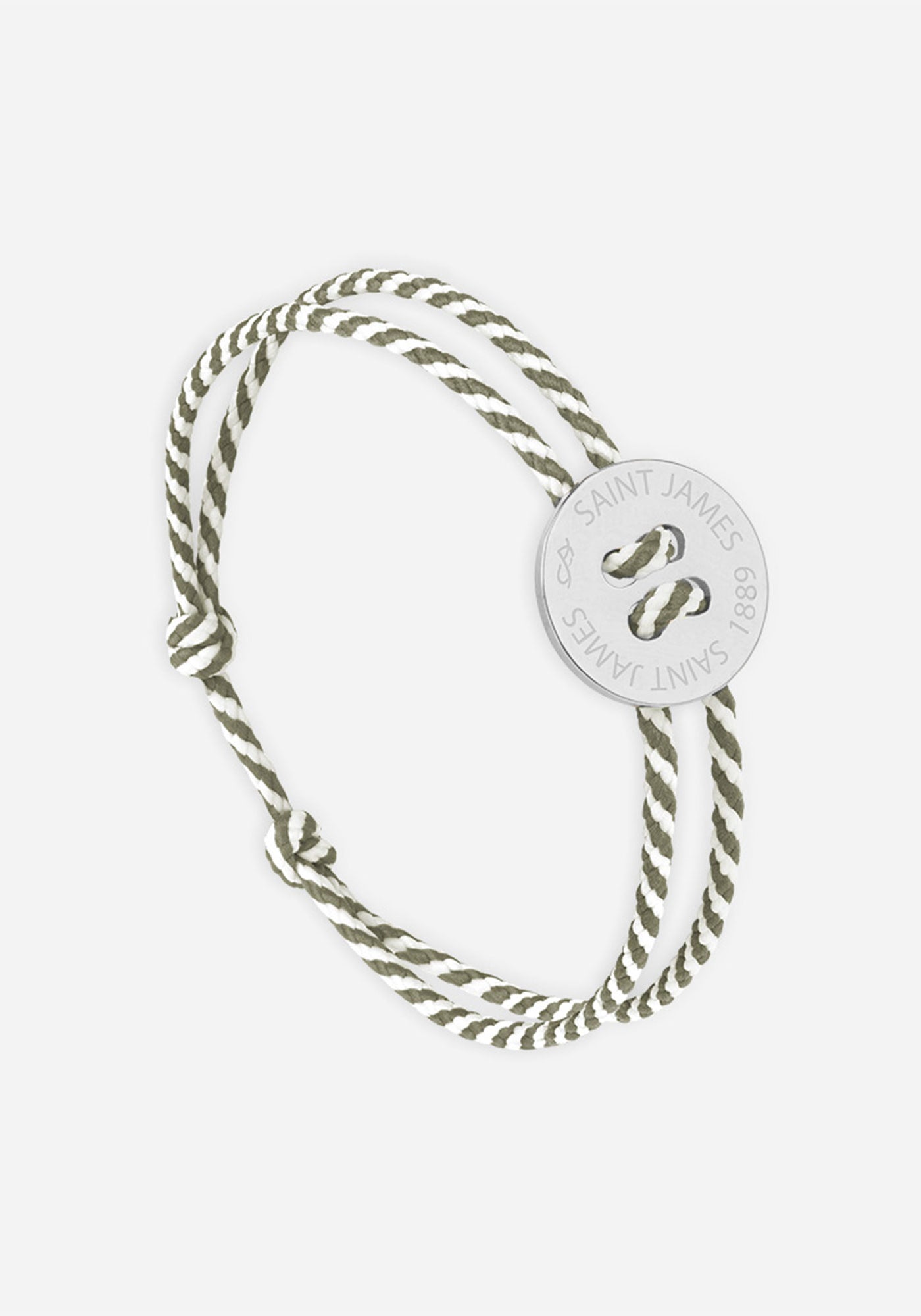 Bracelet Bouton x Le Vent à la Française (ARGENT/RAYE BLANC/KAKI)
