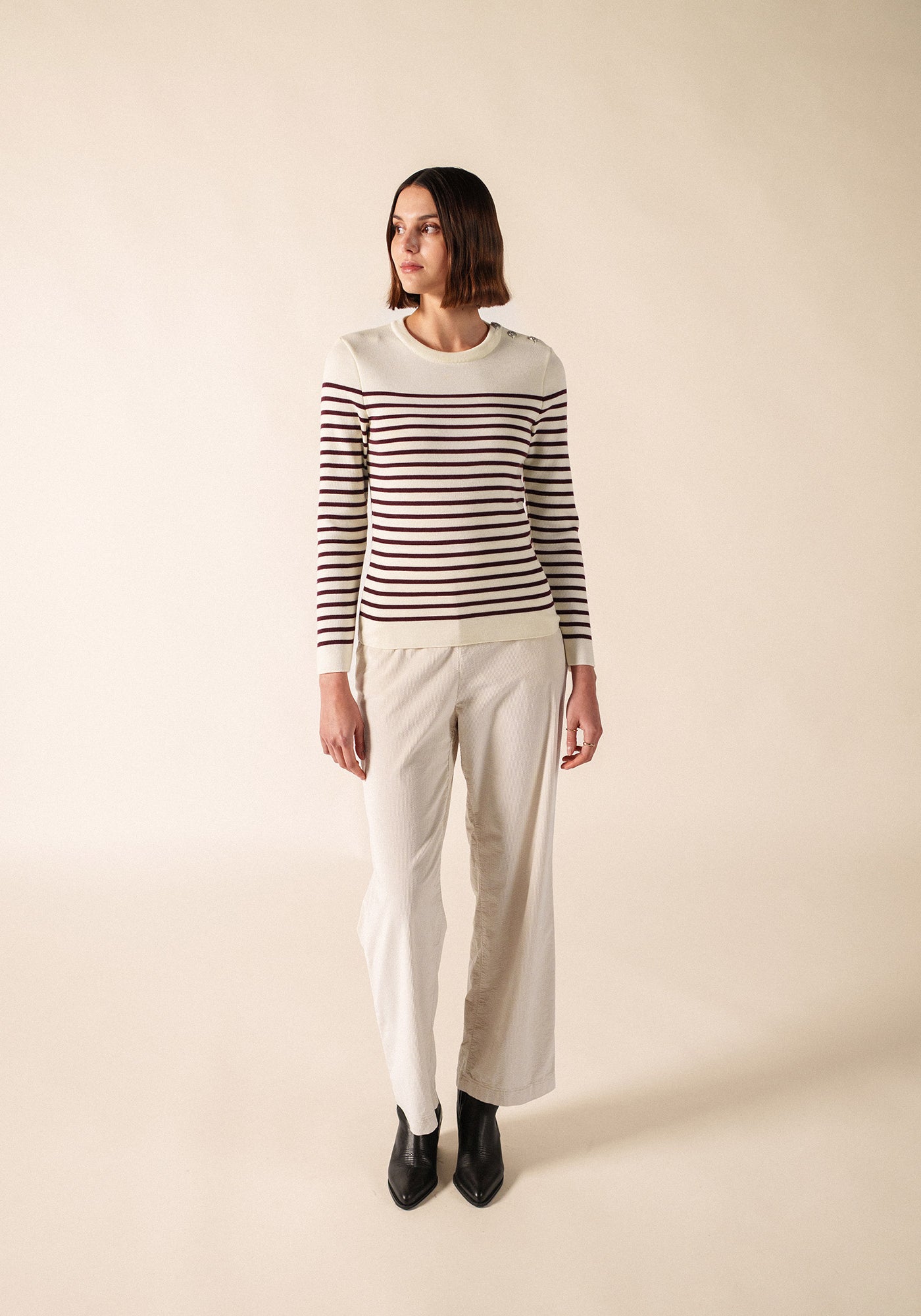 Pull marin Marée (BLANC/TWEED)