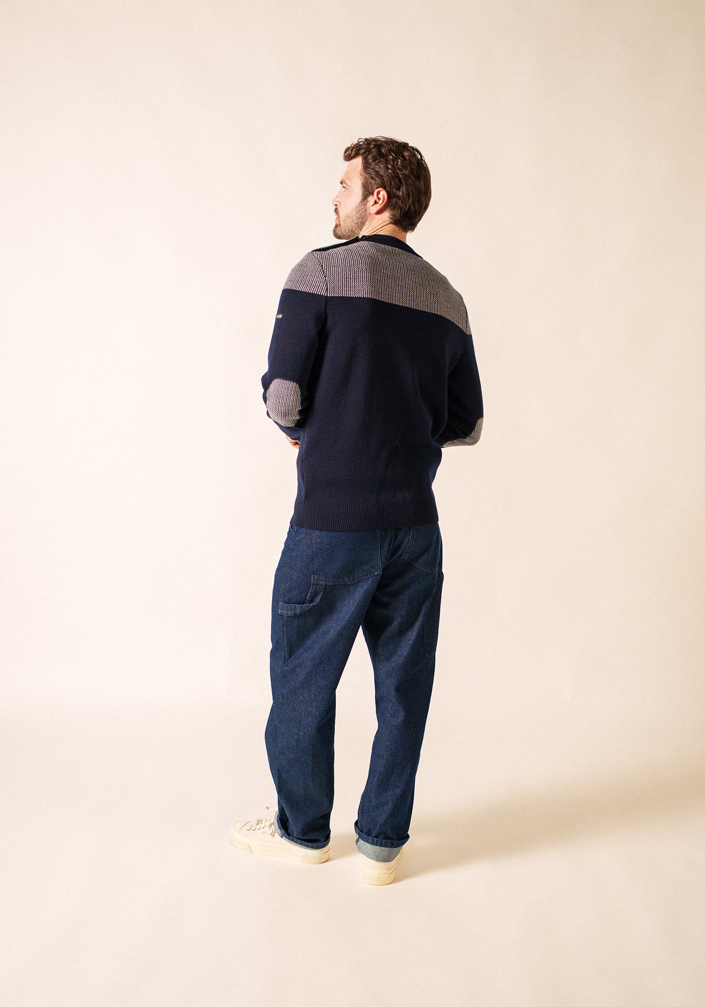 Pull marin Dinan bicolore (MARINE/ECRU)