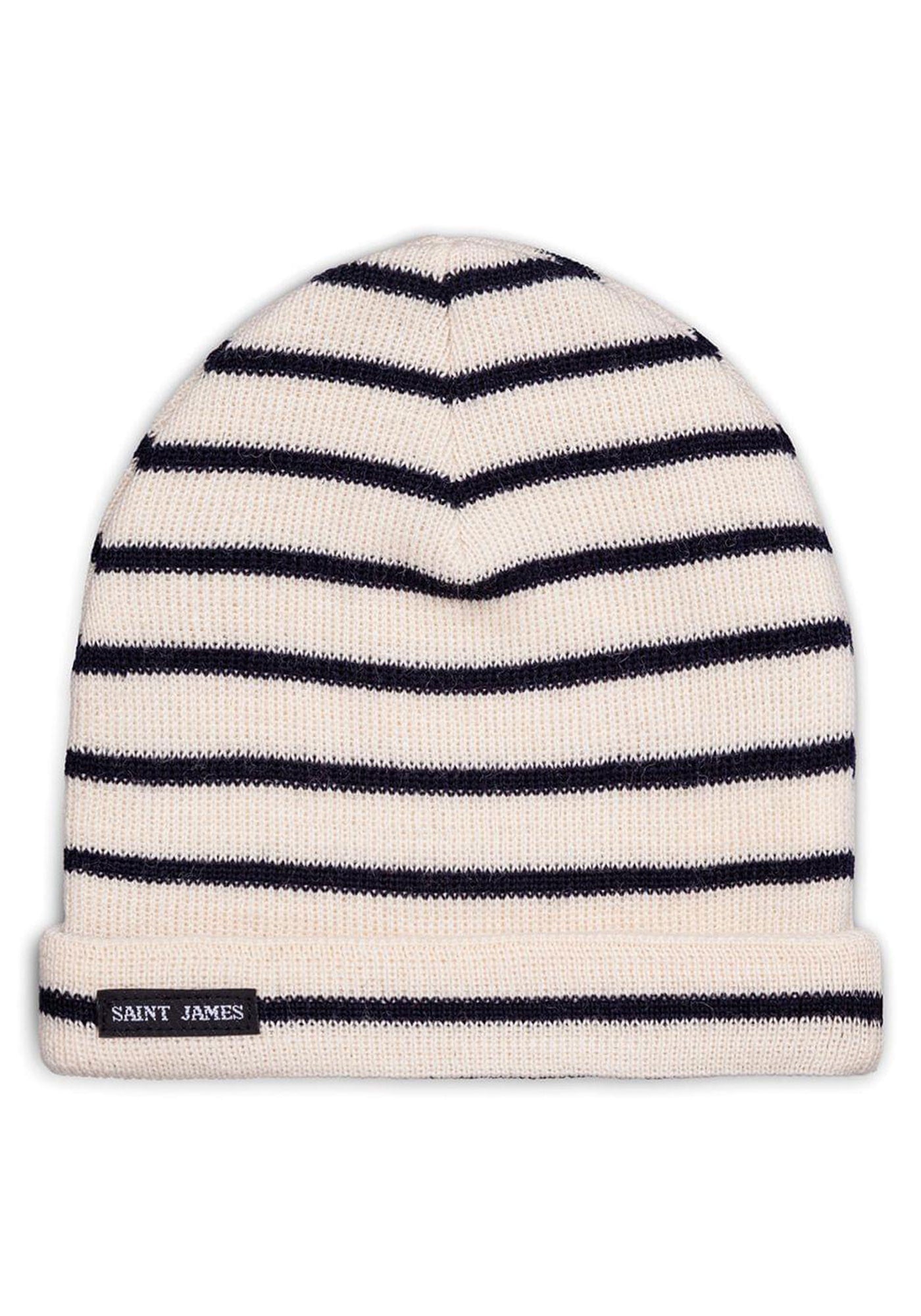 Bonnet de quart rayé enfant - en pure laine vierge (ECRU/MARINE)