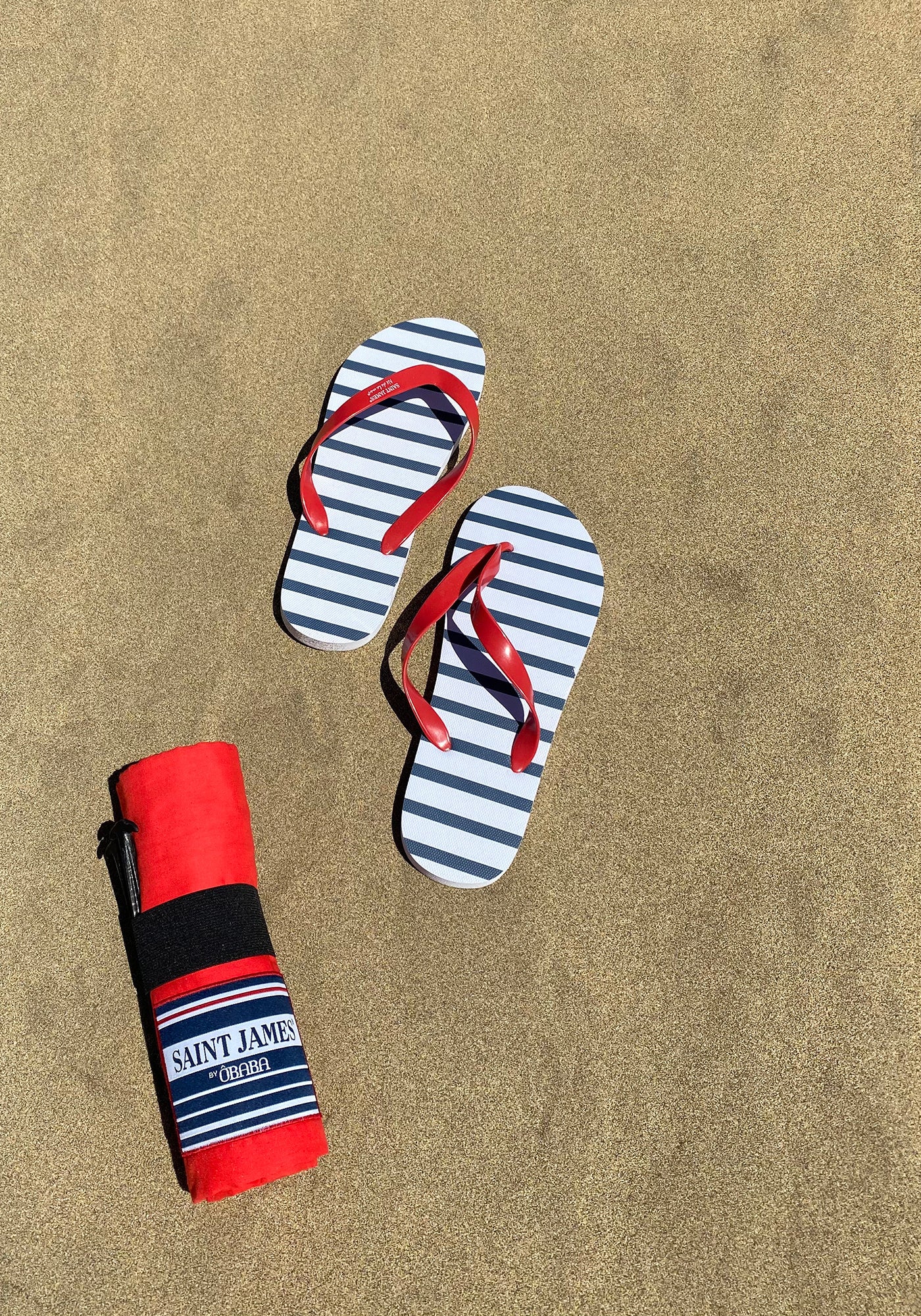 Drap de plage XXL en voile de coton léger - SAINT JAMES x ÔBABA (Rouge)